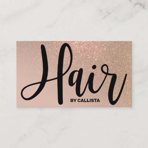 Hair Stylist Taupe Gold Glitter Typography Business Card