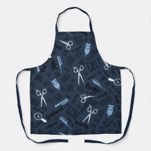 Hair Stylist Text and Tools Blue1 ID749 Apron