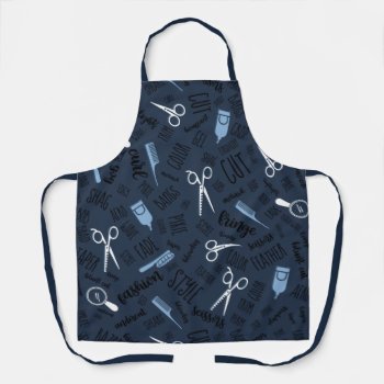 Hair Stylist Text And Tools Blue1 Id749 Apron by arrayforaccessories at Zazzle