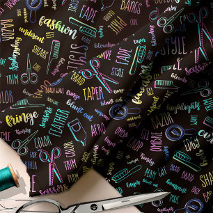 Hair Stylist Text and Tools Multi-Color1 ID749 Fabric
