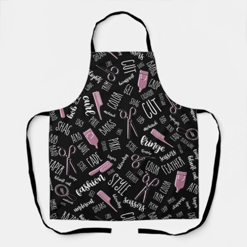 Hair Stylist Text and Tools Pink2 ID749 Apron