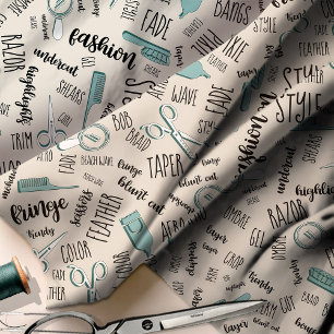 Hair Stylist Text and Tools Teal1 ID749 Fabric