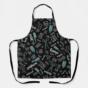 Hair Stylist Text and Tools Teal2 ID749 Apron