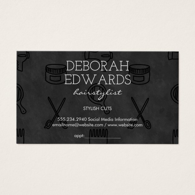 Hair Stylist Tools Chalkboard Background (Front)