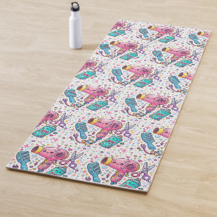 Hair Stylist Tools in Kawaii Art Style Yoga Mat