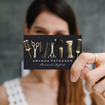 Hair Stylist Tools | Leather Business Card