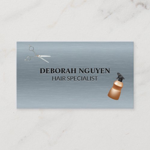 Hair Stylist Tools  Metallic Texture Business Card