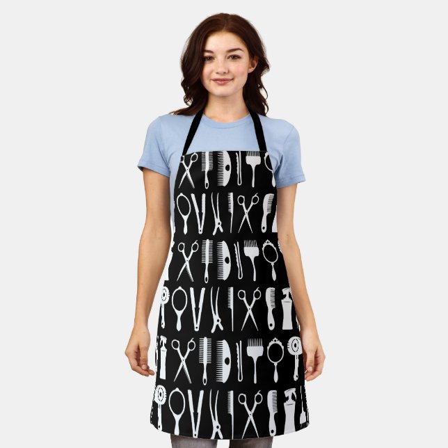 Hair stylist tools pattern apron (Worn)