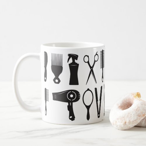 Hair stylist tools pattern coffee mug