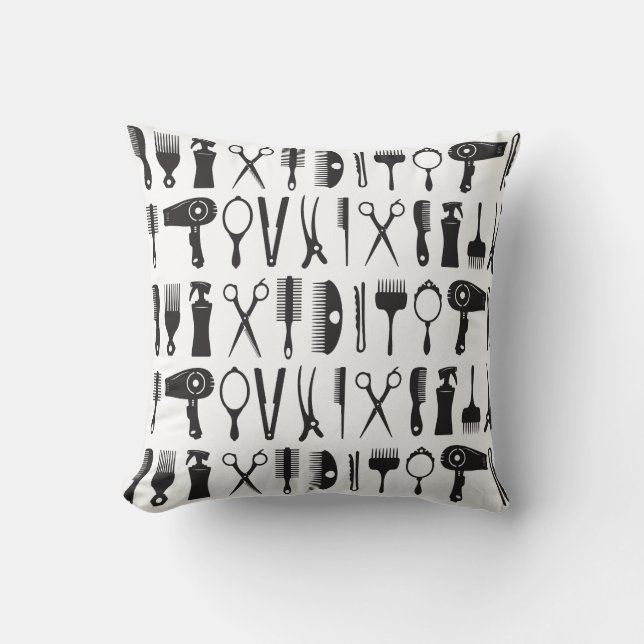 Hair stylist tools pattern  throw pillow (Front)