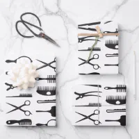 Scissors & Combs Hair Stylist Patterns Wrapping Paper Sheets