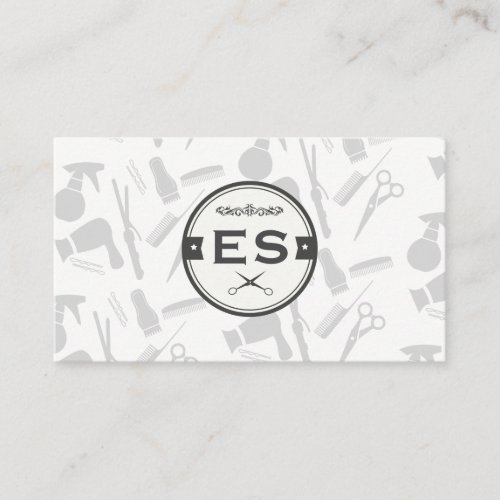 Hair Stylist Tools with a Kiss Gold Lux Monogram Business Card