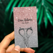 Hair Stylist Trendy Rose Gold & Silver Glitter Business Card