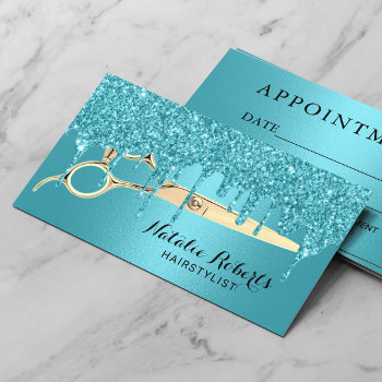Hair Stylist Turquoise Drips Salon Appointment by cardfactory at Zazzle