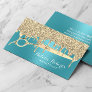 Hair Stylist Turquoise Gold Drips Beauty Salon Business Card