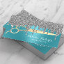 Hair Stylist Turquoise Silver Drips Beauty Salon Business Card