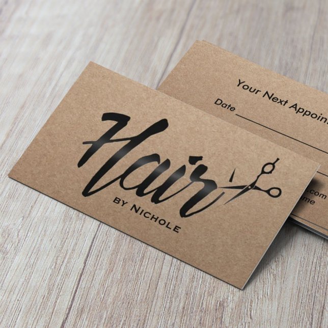 Hair Stylist Typography Rustic Kraft Appointment Card (Creator Uploaded)