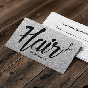 Hair Stylist Typography Silver Glitter Appointment Card