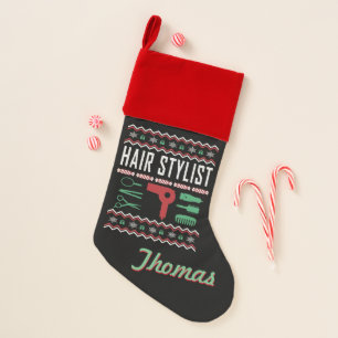 Hair Stylist Ugly Christmas Sweater Stocking