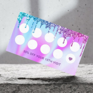 Hair Stylist Unicorn Glitter Drips Salon Loyalty Card