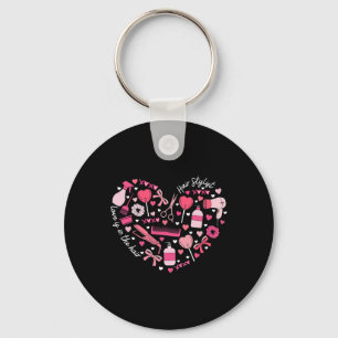 Hair Stylist Valentine's Day Heart Hairdresser Cos Keychain