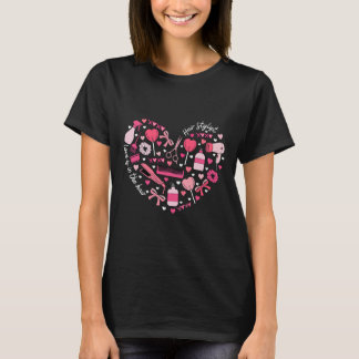 Hair Stylist Valentine's Day Heart Hairdresser Cos T-Shirt