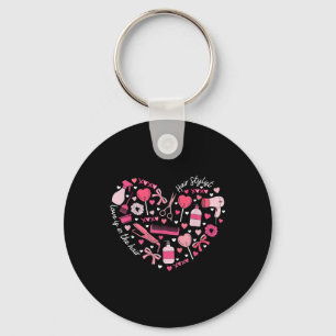 Hair Stylist Valentines Day Heart Hairdresser Cosm Keychain