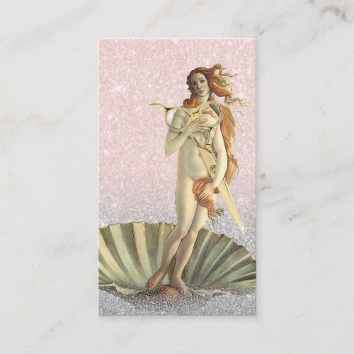 Hair Stylist Venus  Gold Scissor Blush Pink Salon Business Card