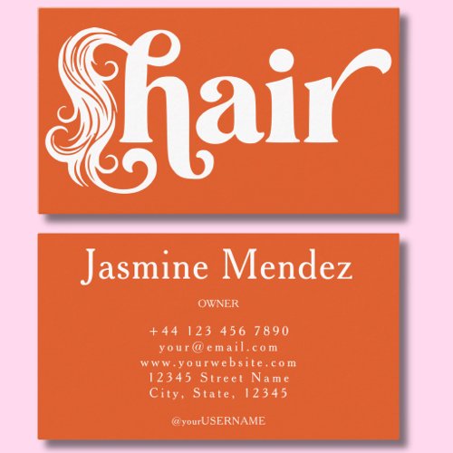 Hair Stylist Vibrant Orange Professional Salon Business Card