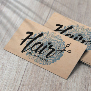 Hair Stylist Vintage Blue Floral Appointment Card