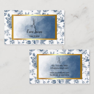 Hair Stylist Vintage Blue Floral Salon Business Card
