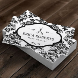 Hair Stylist Vintage Damask Elegant Scissor Business Card