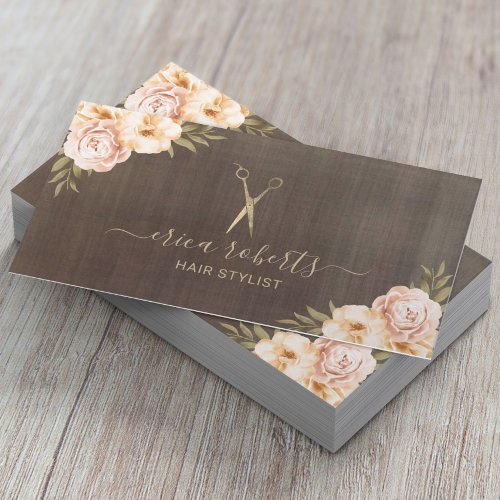 Hair Stylist Vintage Floral Elegant Beauty Salon Business Card