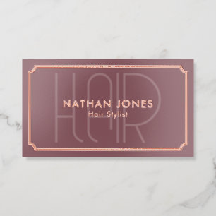 Hair Stylist Vintage Luxury QR Code Pink Foil Business Cards