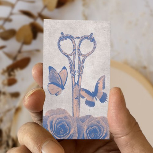 Hair Stylist Vintage Scissor Butterfly  Flowers Business Card