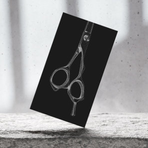 Hair Stylist Vintage Scissor Elegant Black Business Card
