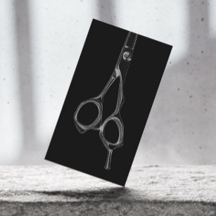 Hair Stylist Vintage Scissor Elegant Black Business Card