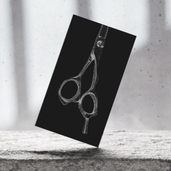 Hair Stylist Vintage Scissor Elegant Black Business Card by cardfactory at Zazzle