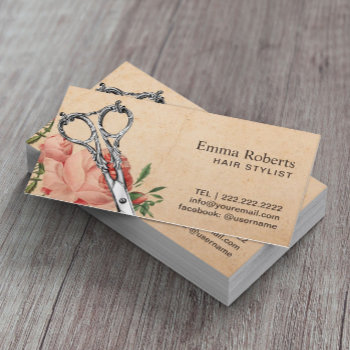 Hair Stylist Vintage Scissor Floral Appointment by cardfactory at Zazzle