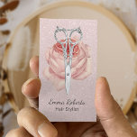 Hair Stylist Vintage Scissor & Flower Blush Pink Business Card<br><div class="desc">Hair Stylist Vintage Scissor & Flower Beauty Salon Blush Pink Business Cards.</div>