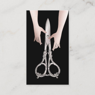Hair Stylist Vintage Scissor & Hands Elegant Salon Business Card