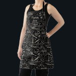Hair Stylist Vintage Scissors Pattern Personalized Apron<br><div class="desc">This pretty apron includes a pattern of vintage scissors in a retro shade of cream / yellowish white on black. On the central banner, you can easily add three short lines of personalized text. This apron design is perfect for a hair stylist / beauty salon worker / barber or anyone...</div>