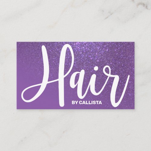 Hair Stylist Violet Purple Glitter Typography Business Card