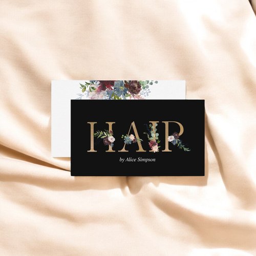 Hair Stylist Watercolor Floral Typography Business Card