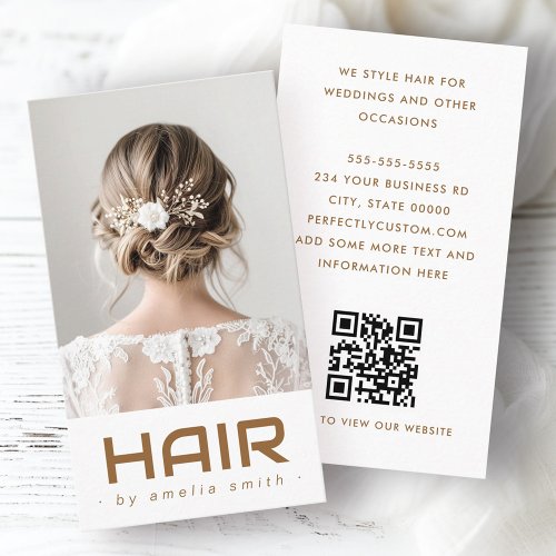 Hair stylist white photo business card