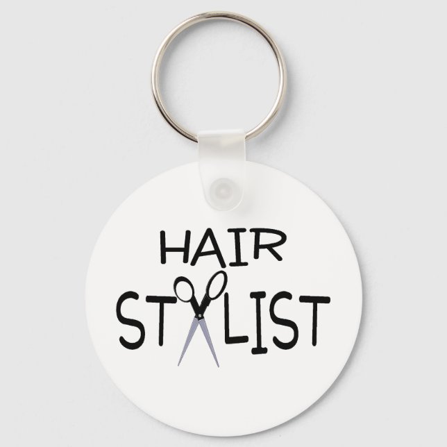 Hair Stylist with Scissors Keychain (Front)