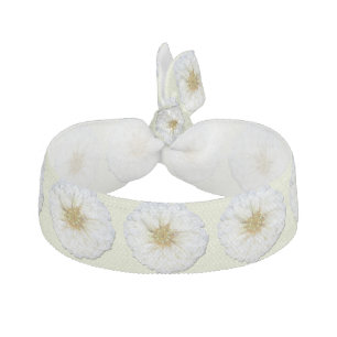 Hair Tie/Bracelet - White Zinnia Elastic Hair Tie