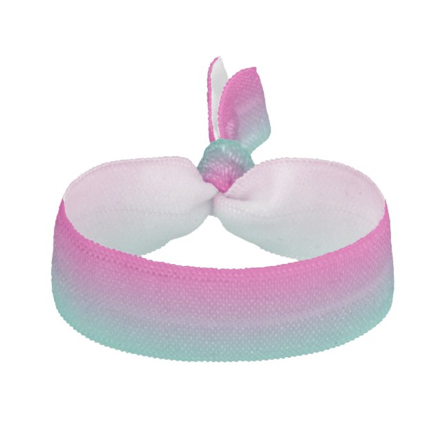 Hair Tie: “MAGENTA PURPLE  AND TEAL OMBRE” Elastic Hair Tie (Front)