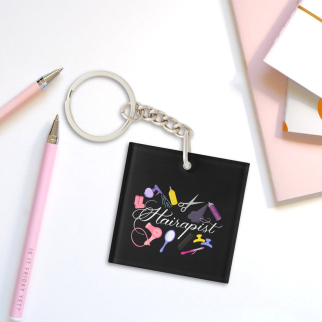 Hairapist Hairdresser Hair Stylist Barber 2 Keychain (Creator Uploaded)