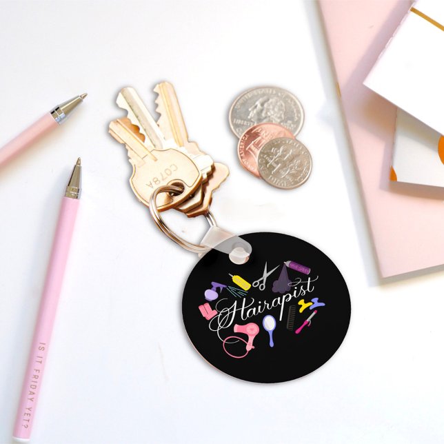 Hairapist Hairdresser Hair Stylist Barber 2 Keychain (Creator Uploaded)